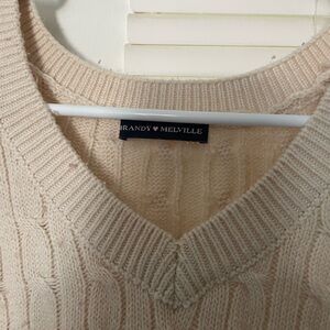Brandy Melville V Neck Heavy Knit Wool Sweater